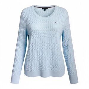Tommy Hilfiger Cable Knit Sweater Women XL Blue Cotton Preppy Coastal Luxury